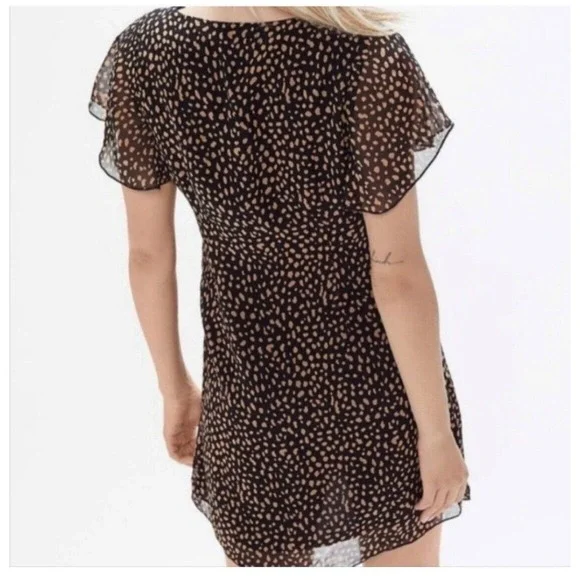 Urban Outfitters Rosalee V-Neck Flutter Sleeves A-line Mini Dress Black Sz M - Picture 5 of 16